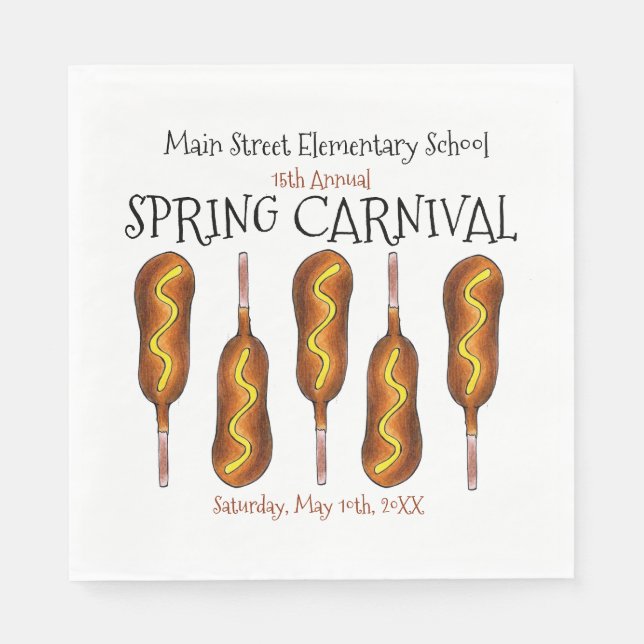 Spring Fair Carnival Festival Corn Dog Corndog Napkins (Front)