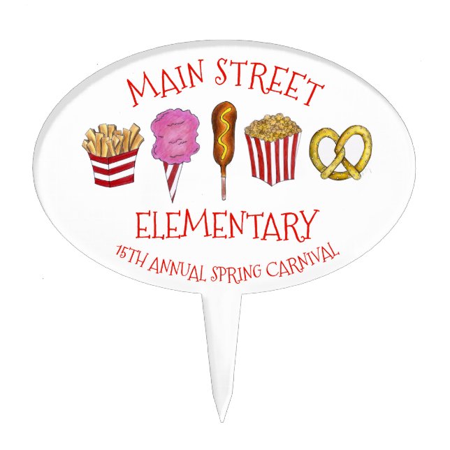 Spring Fair Carnival Festival Corndog Ice Cream Cake Topper (Front)