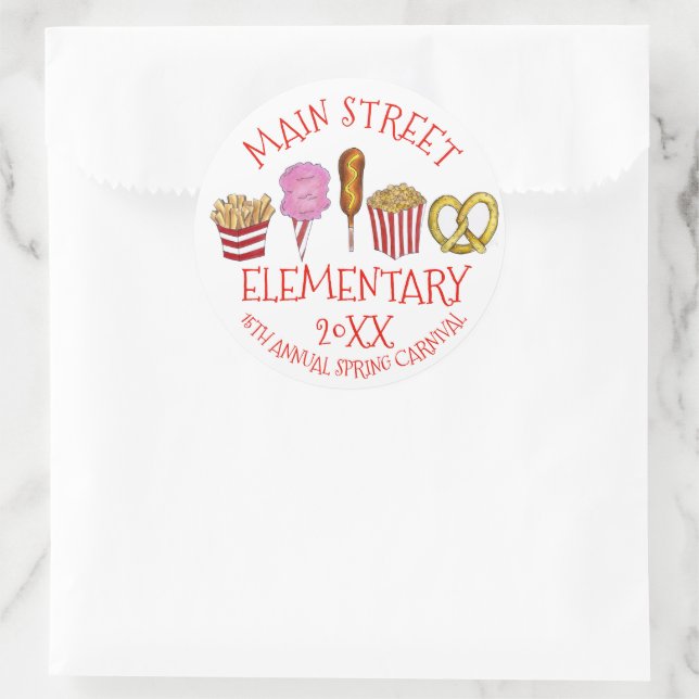 Spring Fair Carnival Festival Corndog Ice Cream Classic Round Sticker (Bag)