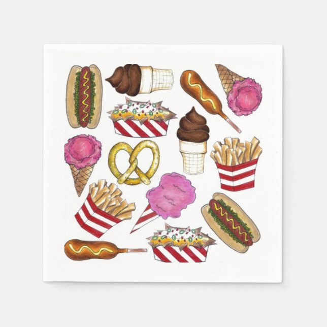 Spring Fair Carnival Festival Foods Corndog Nachos Napkins (Front)