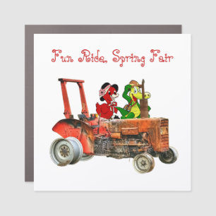 Spring Fair Fun Ride Cartoon Birds Riding Tractor Car Magnet