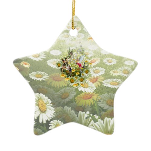 Spring fairies ceramic ornament