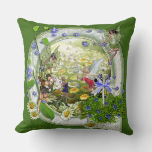 Spring fairies throw pillow