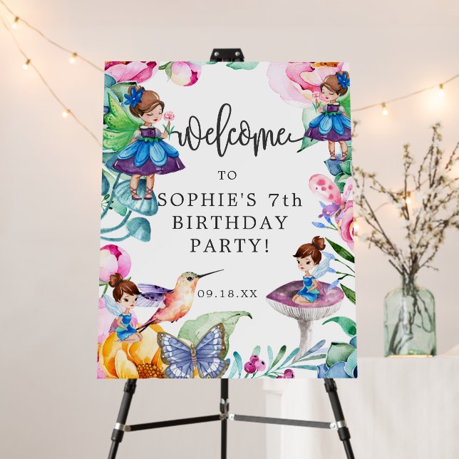 Spring Fairy Birthday Party Welcome Sign (In Situ (Stand))