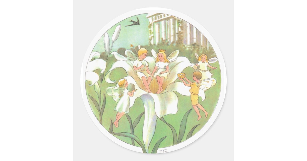 Spring Fairy Flower Party Classic Round Sticker | Zazzle