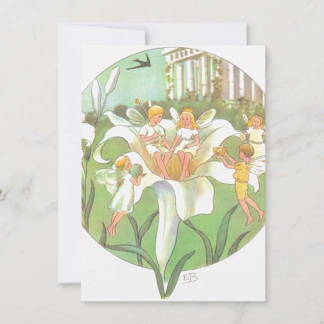 Spring Fairy Flower Party Note Card (Front)