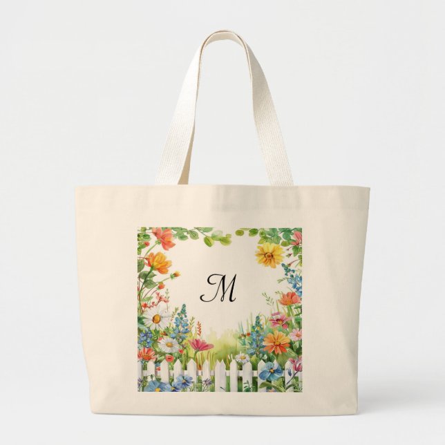 Spring Fairy Garden Customized Large Tote Bag (Front)