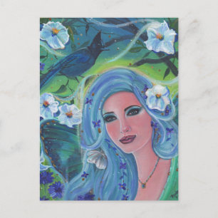Spring fairy moonflower art by Renee Lavoie Postcard
