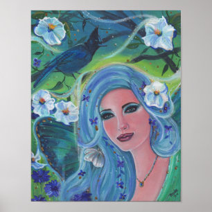 Spring fairy moonflower art by Renee Lavoie Poster