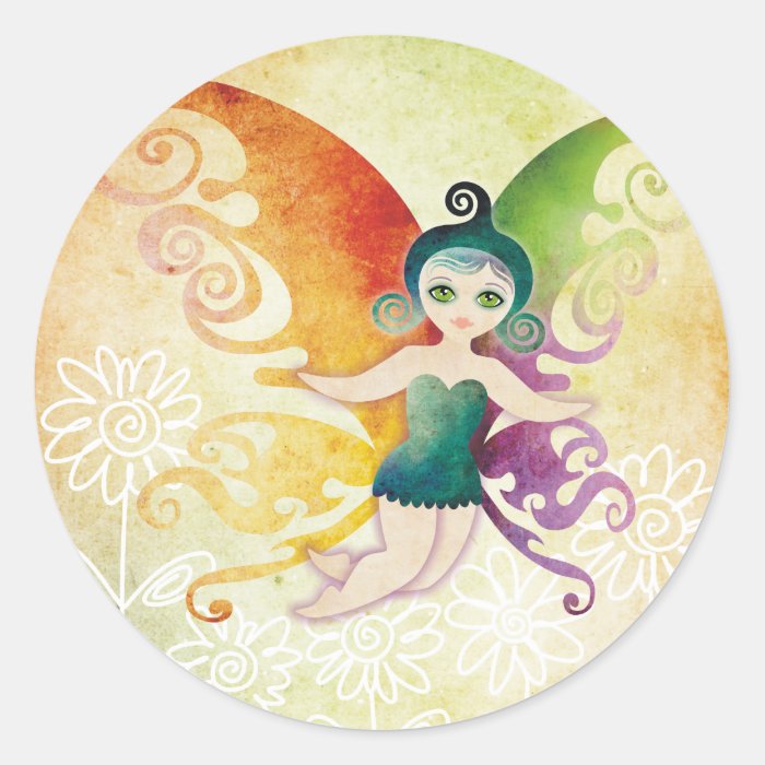 spring fairy round stickers