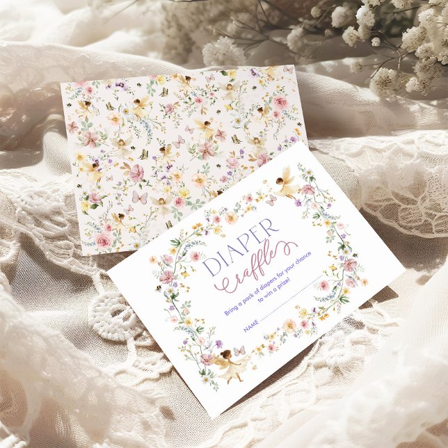 Spring Fairy Wildflower Garden Baby Diaper Raffle Enclosure Card (Creator Uploaded)