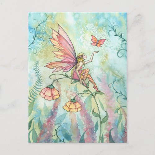 Spring Fairy with Butterfly Fantasy Art Postcard