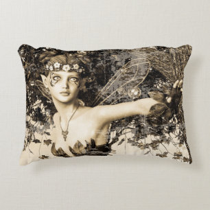 Spring Fairy Woodland Vintage Photo Fantasy Art Accent Pillow