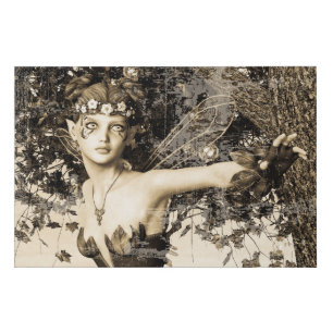 Spring Fairy Woodland Vintage Photo Fantasy Art Faux Canvas Print