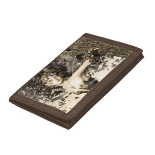 Spring Fairy Woodland Vintage Photo Fantasy Art Trifold Wallet