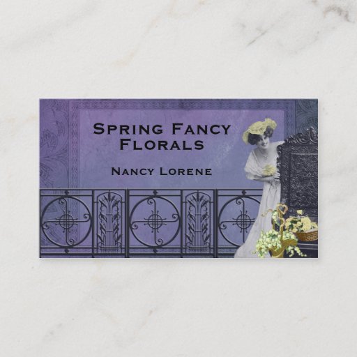 Customizable Spring Fancy in Purple and Yellow Business Card Template