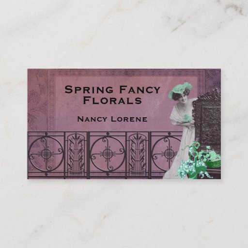 Customizable Spring Fancy in Rose and Green Business Cards