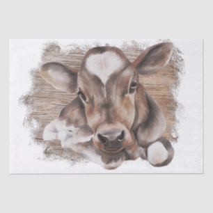 Spring Farm Calf Watercolor Tissue Paper