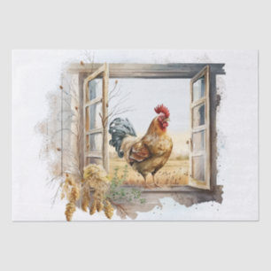 Spring Farm Rooster Watercolor Tissue Paper