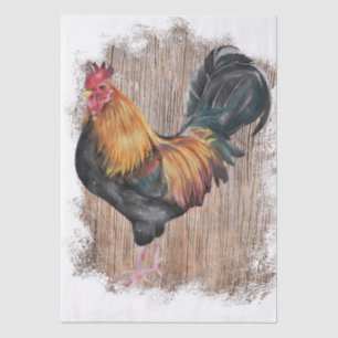 Spring Farm Rooster Watercolor Tissue Paper
