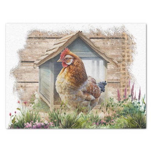 Spring Farm Rooster Watercolor Tissue Paper