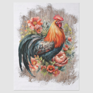 Spring Farm Rooster Watercolor Tissue Paper