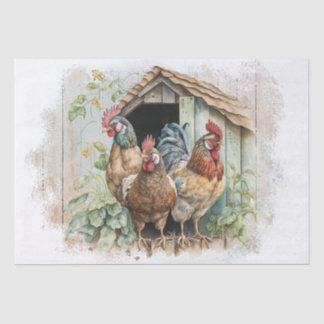 Spring Farm Rooster Watercolor Tissue Paper