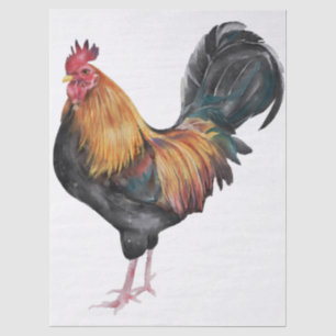 Spring Farm Rooster Watercolor Tissue Paper