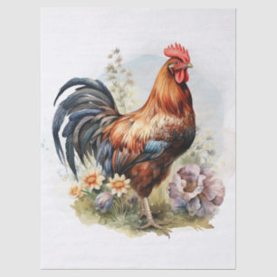 Spring Farm Rooster Watercolor Tissue Paper