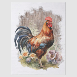Spring Farm Rooster Watercolor Tissue Paper