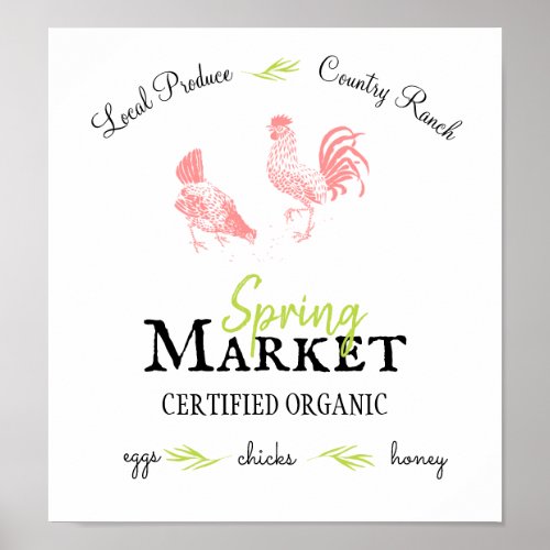 spring farmers chicken market small business poster