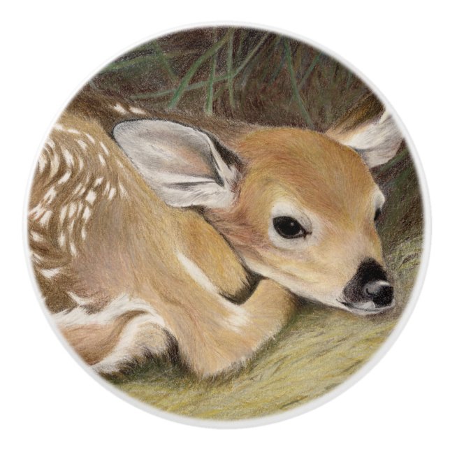 Spring Fawn Ceramic Knob (Front)