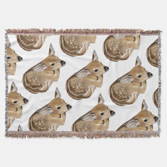 Spring Fawn Throw Blanket (Front)