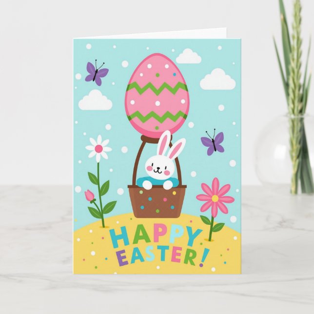 Spring Festival Bunny Balloon Card (Front)