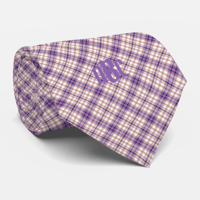 Spring Fever Plaid with Monogram Neck Tie (Rolled)