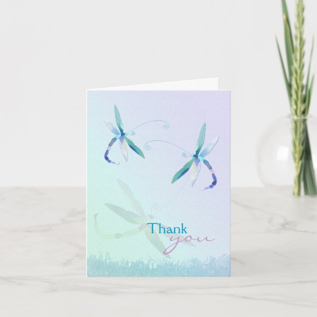 Spring Field Dragonflies Wedding Thank You Cards (Front)