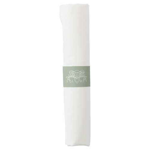 Spring fleur de lis light sage green white wedding napkin bands