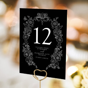 Spring Fleur de lis wedding black and white Table Number