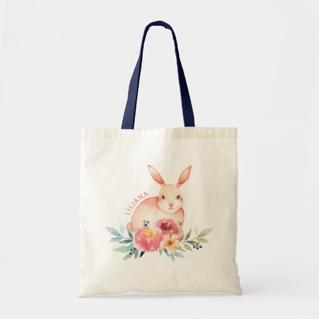 Spring Fling Easter Bunny | Personalized Tote Bag (Front)