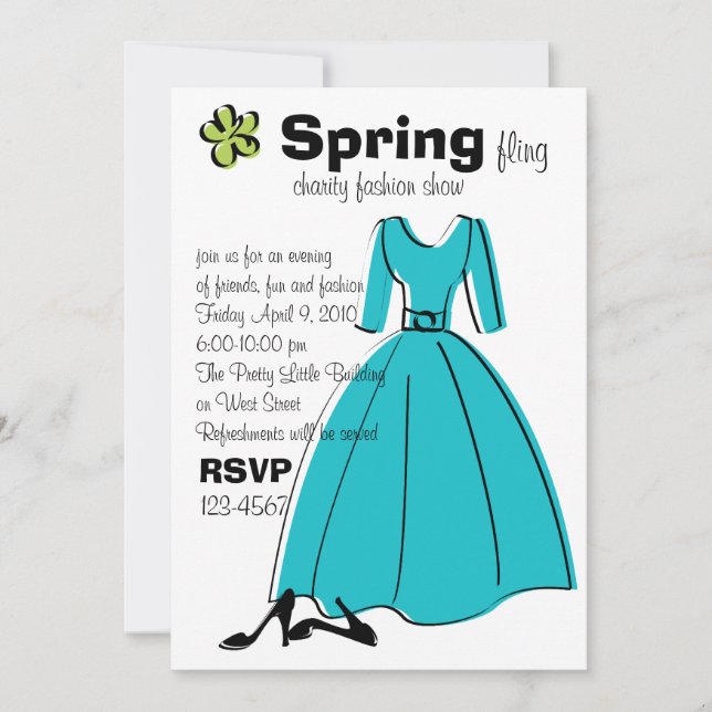 Spring Fling Fashion Illustration Invitation (Front)