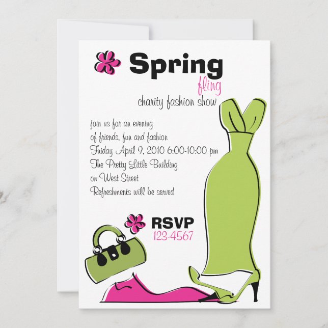 Spring Fling Fashion Illustration Invitation (Front)