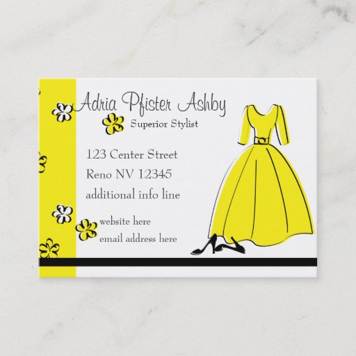 Customizable Spring Fling Fashion Yellow Business Card Templates