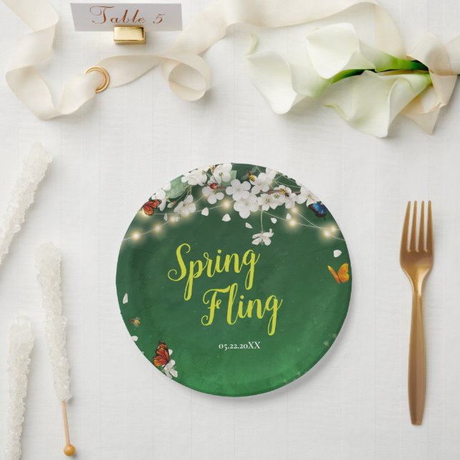 Spring Fling Garden Party Celebration Paper Plates (Wedding)