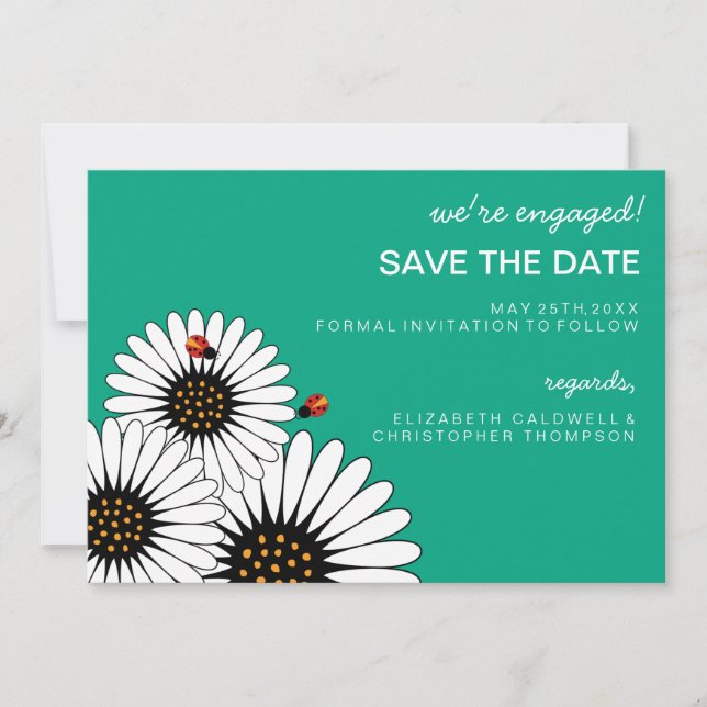 Spring Fling Gerbera Daisies SAVE THE DATE-green Save The Date (Front)