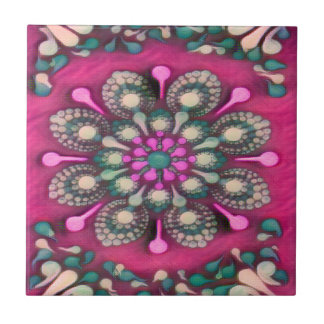 Spring Fling Magenta Mandala Ceramic Tile