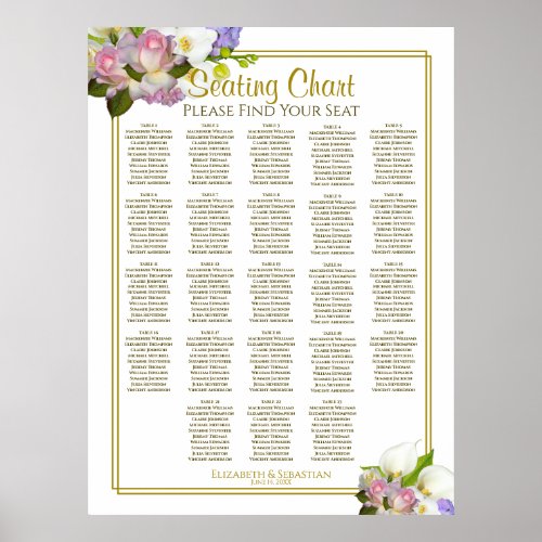 Spring Floral 23 Table Wedding Seating Chart