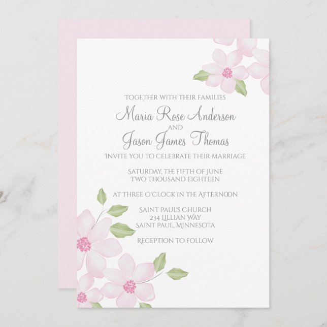 Spring Floral 5" x 7" Invitation (Front/Back)