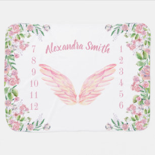 Spring Floral Angel Wings Milestone Baby Blanket