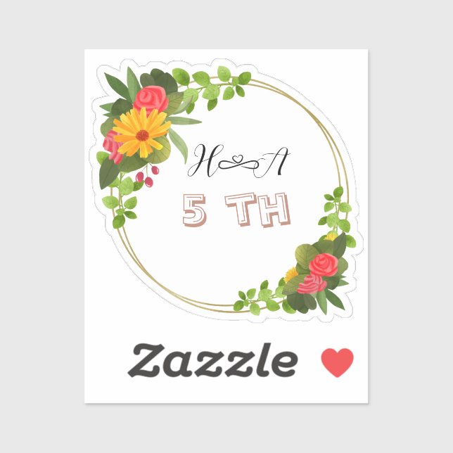 Spring Floral Anniversary | Elegant Modern Sticker (Sheet)