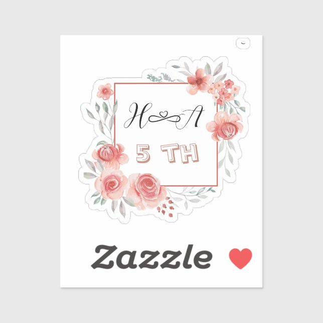 Spring Floral Anniversary | Elegant Modern Wedding Sticker (Sheet)